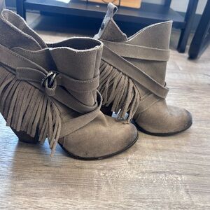 Fringe Suede Ankle Boots